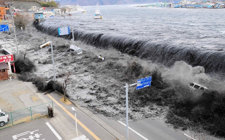 Japanese city affected by a tsunami