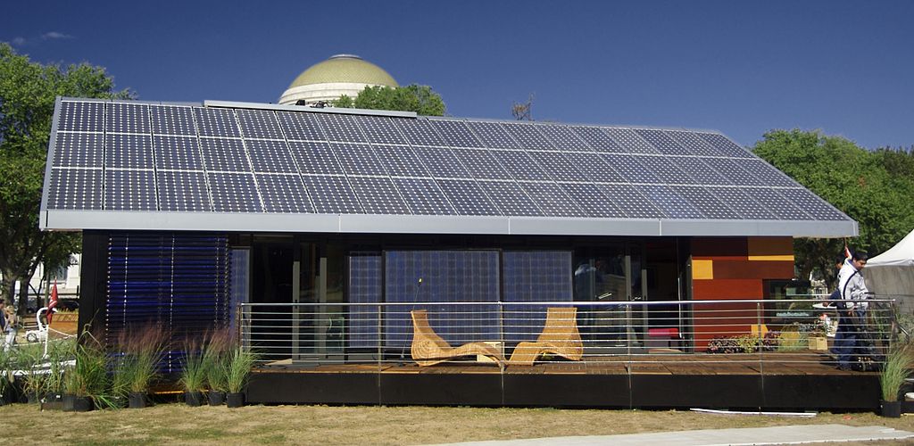 house with solar panels roof