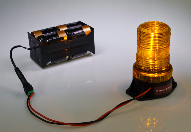 battery powering a light