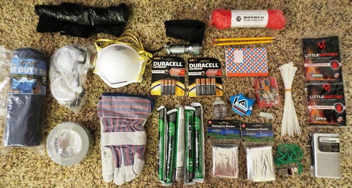 earthquake preparedness kit objects
