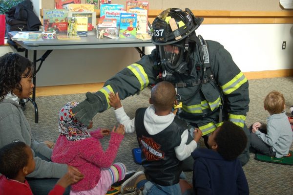 firefighter with kids