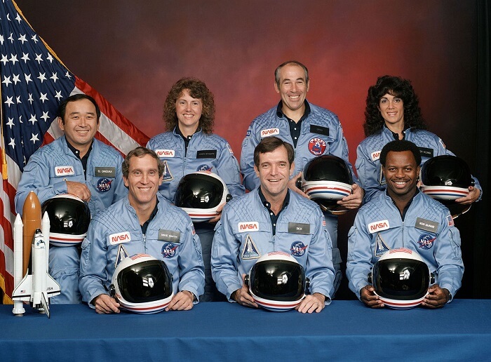 Space Shuttle Challenger astronauts and teacher