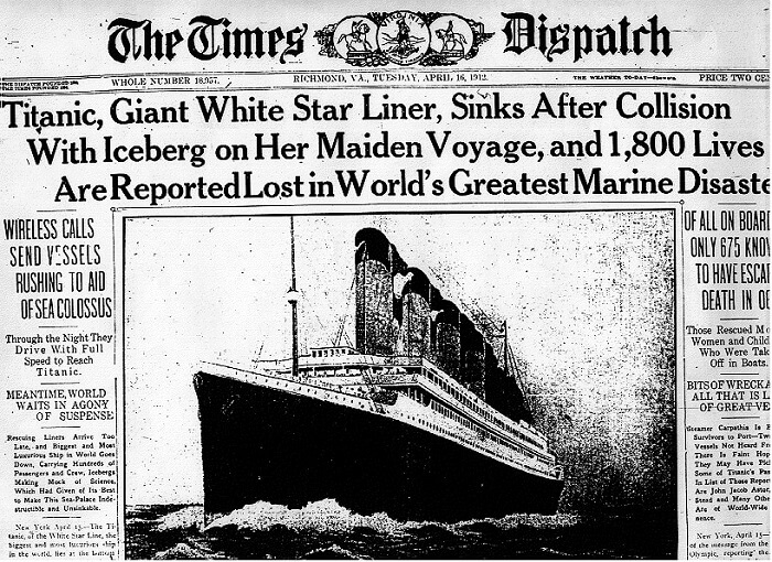 The Times Dispatching reporting what happened on the Titanic