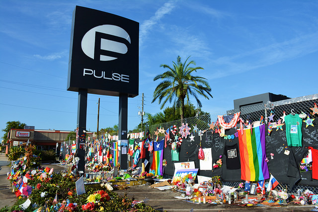 Pulse nightclub memorial in the days after an active shooter killed 49 people