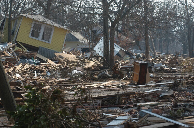 Houses destroyed by Hurricane Katrina