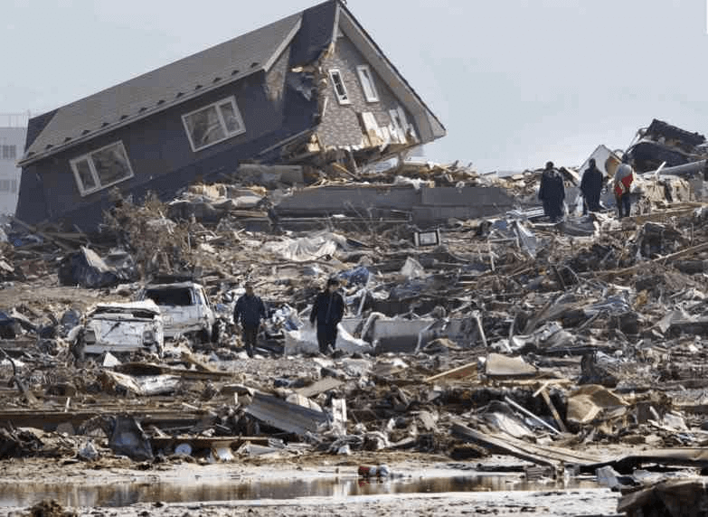 House devastated by a tsunami