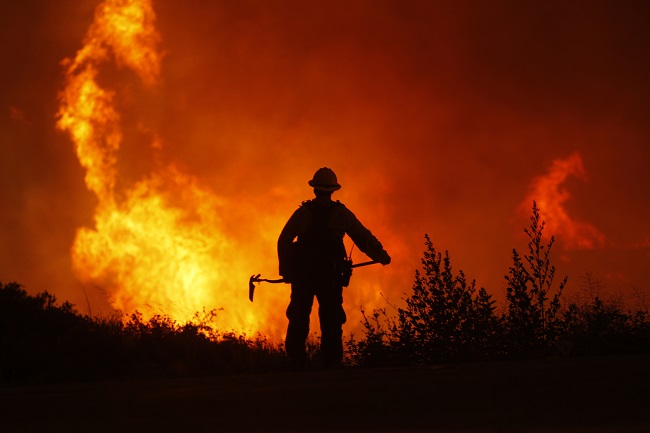 firefighter against the wildfire
