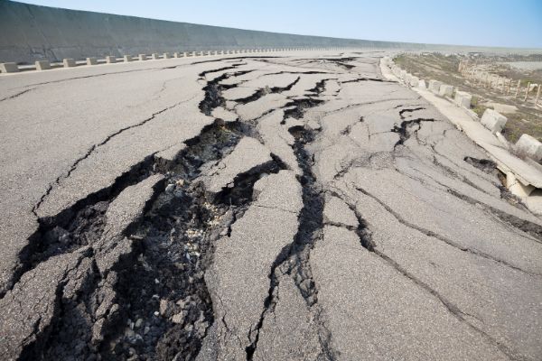 Cracked Road Because Of Earthquake