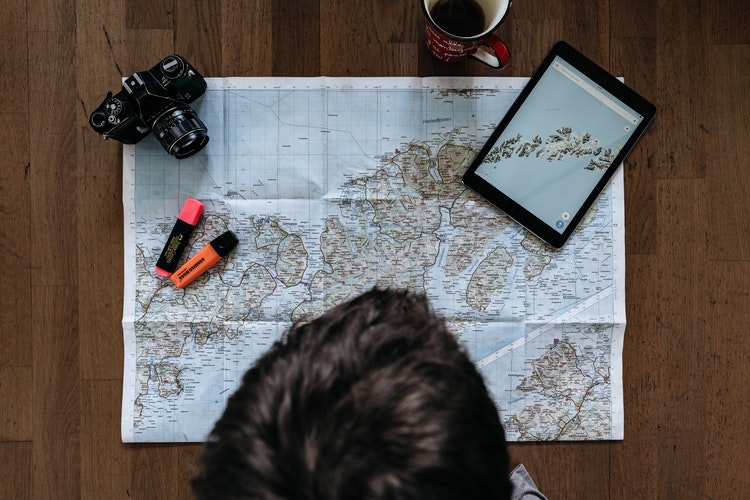 map and other travel essentials