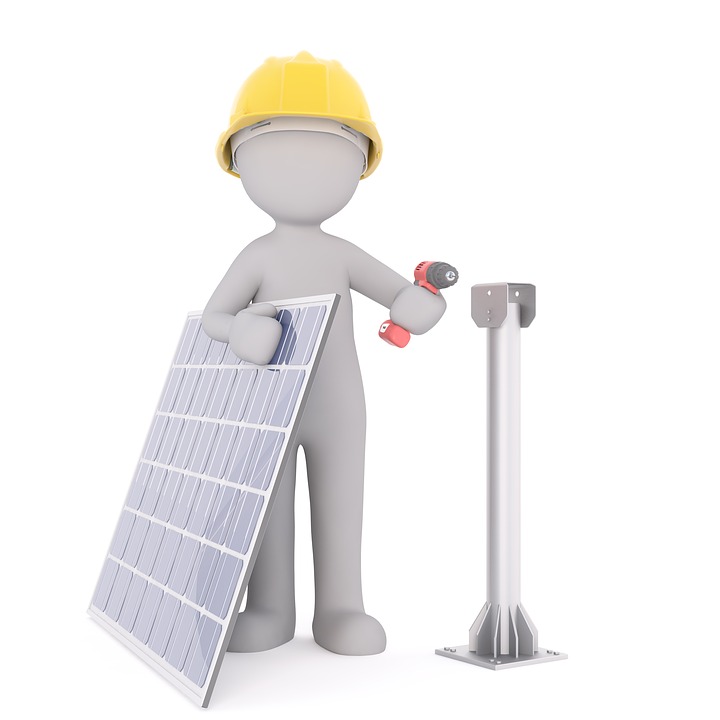 cartoon of a worker in a yellow hard hat with a red drill