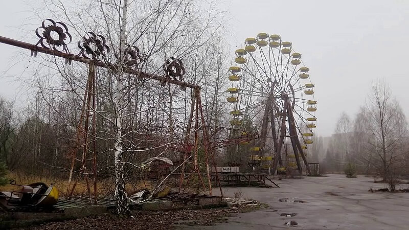  swings and Ferris wheel near Chernobyl