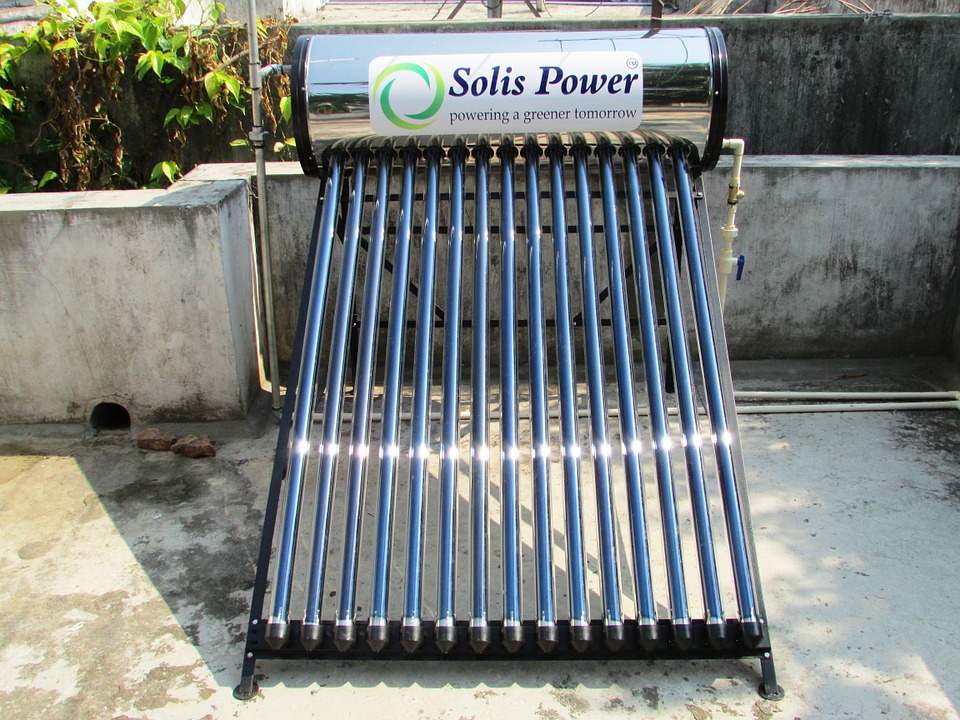 solar water heater with blue rods